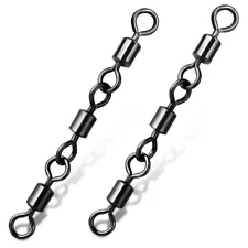 30/60Pcs Three Joint Rolling Swivels Fishing Accessories Fishing Barrel Swivel