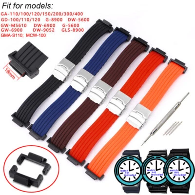 Tire Rubber Watch Band For GA2100 110 200 400 G-5600 DW-9052 GW-6900 Strap Belt - Photo 1/4
