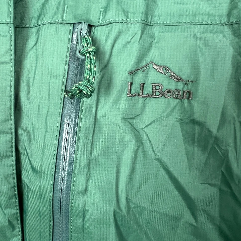 LL Bean Trail Model Rain Jacket Womens 1X Plus Green Hooded Windbreaker Full Zip - Image 4 of 4