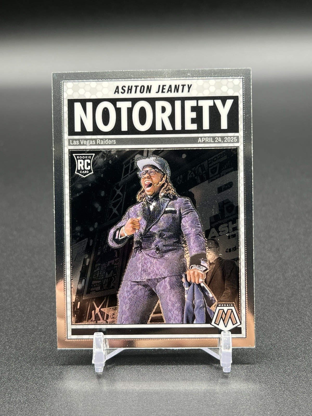 Ashton Jeanty 2025 Panini Mosaic Rookie Notoriety Las Vegas Raiders