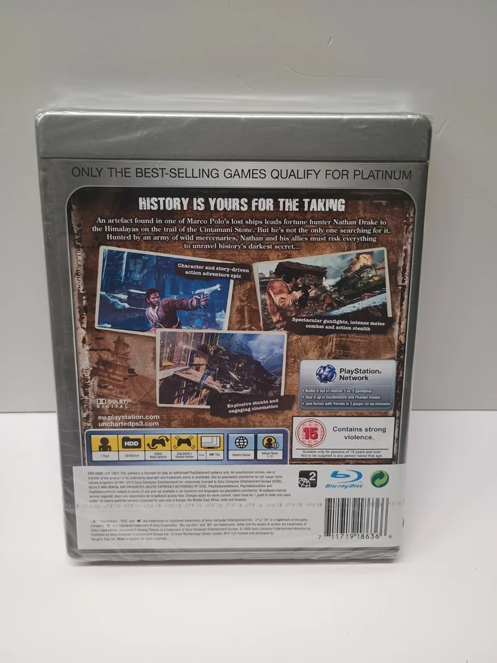 Sony PS3 Uncharted 2 - Among Thieves Game Blu-ray *New And Sealed* Platinum - Image 4 of 4