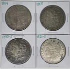 1884 1888 1890-S 1921-S Morgan Dollar Lot of 4
