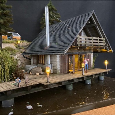 Blockhaus als Laser Cut Bausatz 1:35 - Modellbau Gebäude selberbauen aus Holz