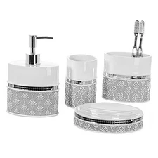 4 Piece Bathroom Accessory Set - Gift Package - Soap Dish and Dispenser, 