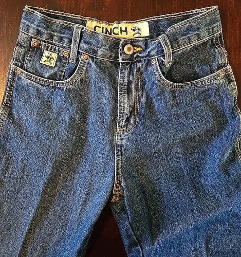 Cinch Boys Jeans Ajustable Blue Cotton Denim Pants Cowboy Western Youth Size 14R