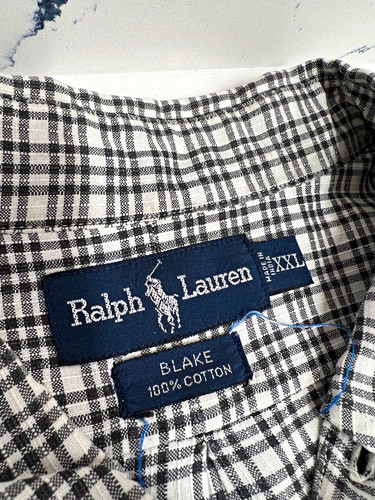 Ralph Lauren Blake Men's 2XL Cotton Plaid Black/White Long Sleeve Button-Down