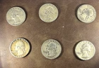 90% Silver Lot of 6 Washington Quarters for Silver Content, US Coins