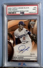 2025 Topps Chrome Black - Autographs Roki Sasaki #CBA-RS Orange Refractor /25