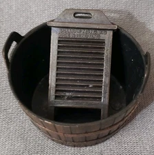Vintage Durham Industries Die Cast Metal Miniature Dollhouse Wash Tub Washboard