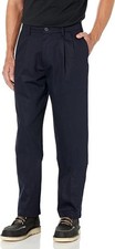 Dockers Mens Classic Fit Signature Lux Cotton Stretch Pants-Pleated Navy 32Wx30L