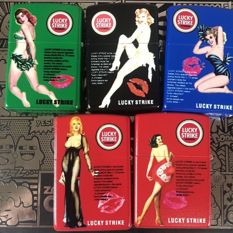 1 Set of 5 units Of Matte Lucky Strike For Collection Zippo Lighter US Shipping