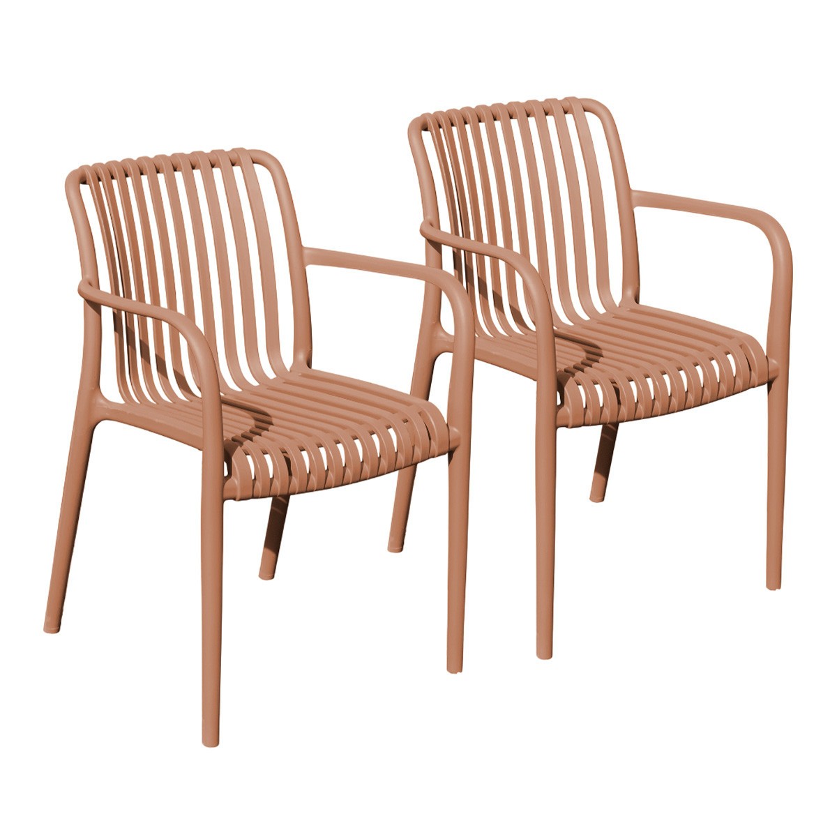 Fauteuils de jardin Tiago haut de gamme lot de 2 robustes terracotta
