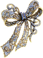 Rhinestone Bow Brooch Vintage Crystal Bowknot Lapel Pin Pink Bow Brooch Wedding
