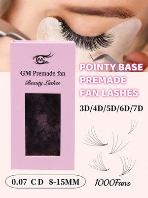 Premade Fan Lashes 0.07mm Pointy Base 3D-7D 8-14mm 1000 Fans