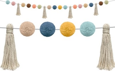 Pom-Pom Girlande mit Quasten, Dekoration, 3m, bunt, Everyone is Welcome
