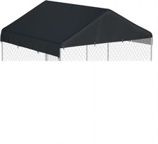 Outdoor Dog Kennel Cover Cage 10 x 10 ft Large Roof Pet House Steel Shade Fence