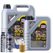 Motoröl 5W40 LIQUI MOLY Top Tec 4100 6L+MAHLE Ölfilter +Spülung +Cera Tec