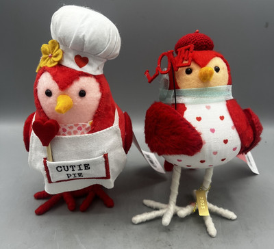 Lot Of 2 Valentine Target Flocked Spritz Birds Aerial And Cutie Pie Brand NEW