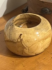 Spalted Wood Turned Bowl Beautiful Colors 6.5 X 4.5 Inches Hand Made