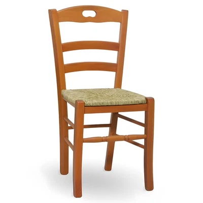 OKAFFAREFATTO Sedia da sala da pranzo loris in legno in ciliegio con seduta in paglia