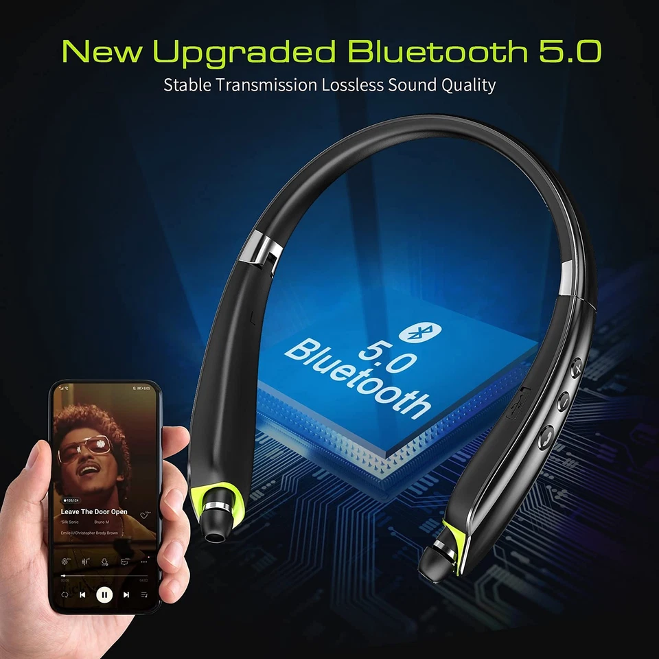 Bluetooth Headset, 2025 Upgraded Neckband Bluetooth Headphones with Retractable - Image 4 of 4