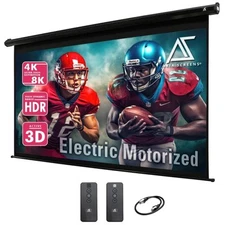 125" Motorized Matte Projector Screen -  4K/8K Projection, Easy Install