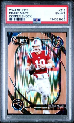 2024 PANINI SELECT COPPER SHOCK #218 DRAKE MAYE ROOKIE RC 97/299 PSA 8
