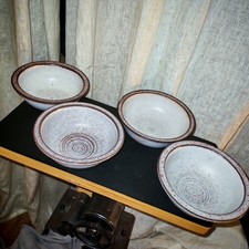 Set of 4 Alessio Pocket Nine stoneware bowls 15x5 cm signed AT perfect vintage...
