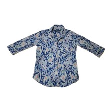 LRL Ralph Lauren Blue Paisley Cotton Button Up Nightgown Womens Small