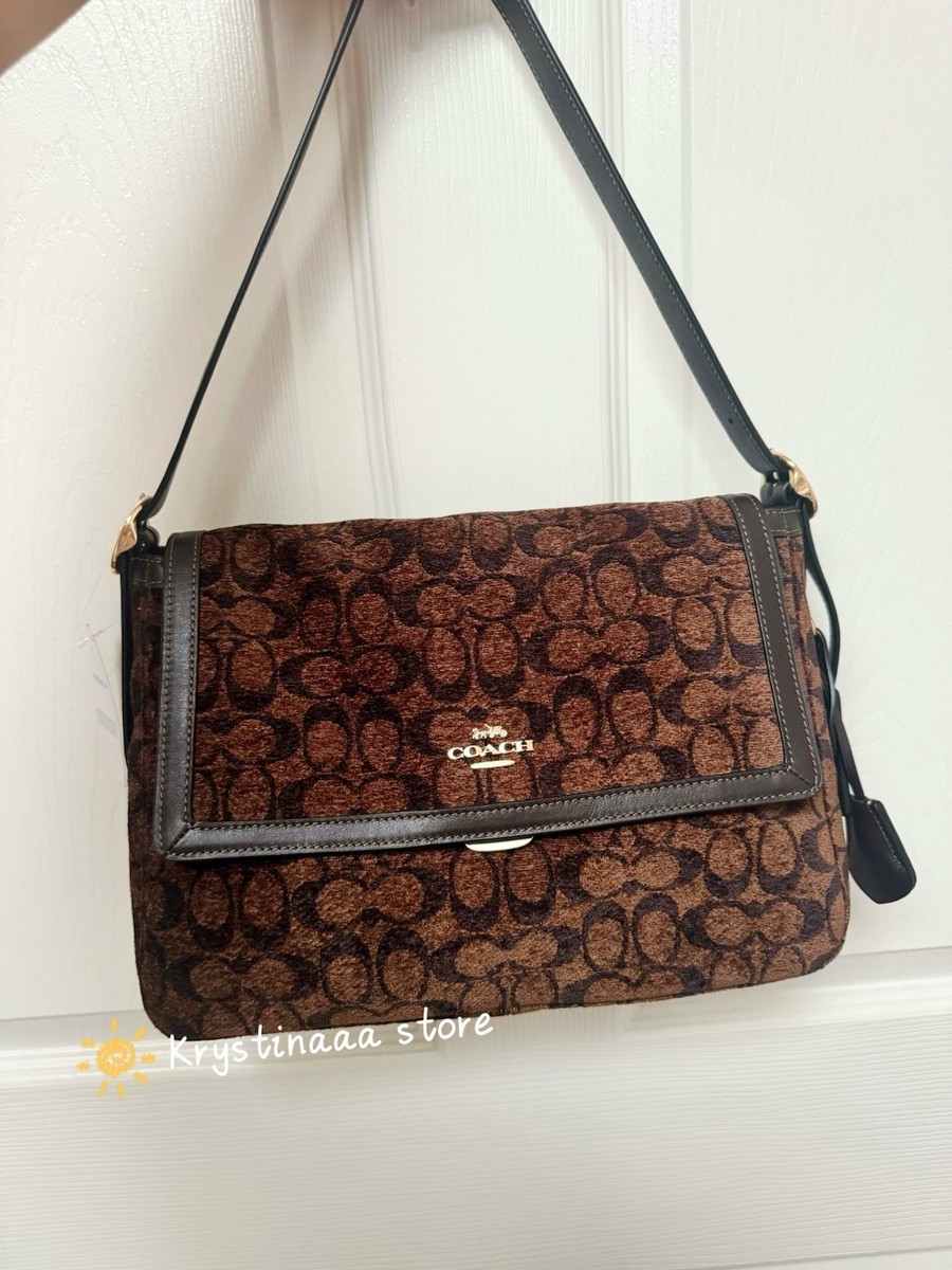 NWT Coach Etta Flap Shoulder Bag in Signature Chenille CCE58 🔥 🔥
