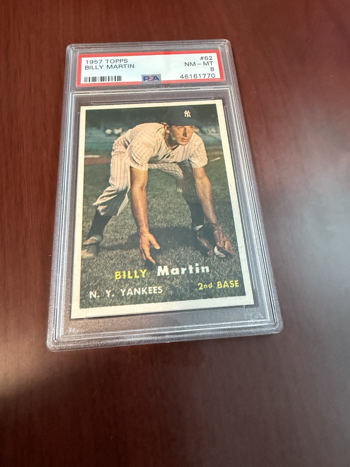 1957 Topps #62 Billy Martin. PSA 8 NM-MT