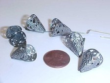 12 VINTAGE STAL SREBRNY FILIGRANOWY STOŻEK FANTAZYJNY 16mm. CZAPKI Z KORALIKÓW 2287