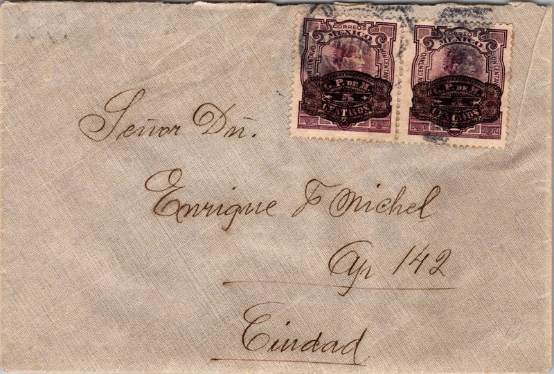 1890s Distrito Federal DF Mexico Postal Stamps Local Mail Cover