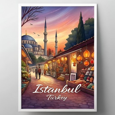 Exquisites Istanbul Türkei Reiseposter - Lebendiger Großer Basar Kunstdruck_mehrDet