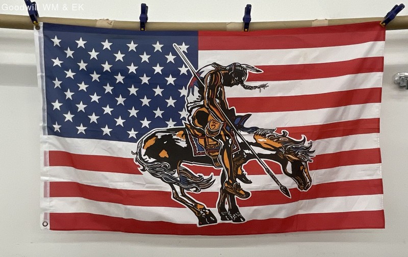 Decorative US Flag Featuring the "End of the Trail" Depiction 5F X 3F
