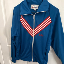 Jog-Joy Designs in Motion USA Full Zip Striped Track Jacket Men s M Blue