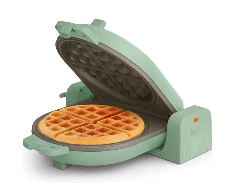 Bella Flip & Store Evergood Ceramic Non-Stick Waffle Maker, Seaglass, Open Box