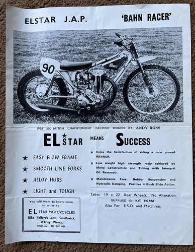 Elstar Grasstrack Speedway motocross Bike service parts list racing JAP Shocks