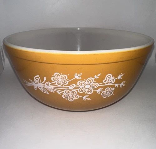 Vintage Pyrex 2.5 Quart Qt Butterfly Gold Yellow Mixing Bowl #403