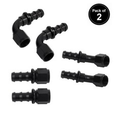 LokoCar 2Pcs 6AN 8AN 10AN Push Lock Hose Fitting End 0° 45° 90° Degree Black