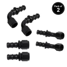 LokoCar 2Pcs 6AN 8AN 10AN Push Lock Hose Fitting End 0° 45° 90° Degree Black