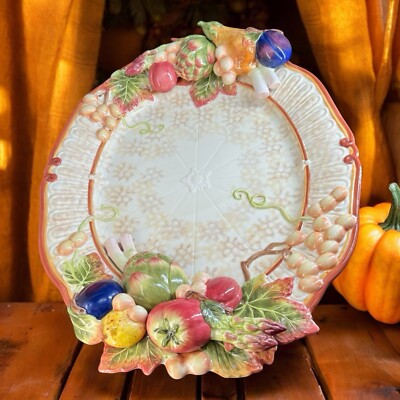 Fitz and Floyd Classics  Venetian Romance  Fall Autumn 3D Vegetable Platter 19''
