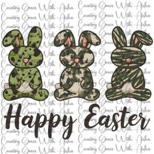 Sublimation Print Happy Easter Camo Bunny Ready to Press Paper Ink Heat Transfer