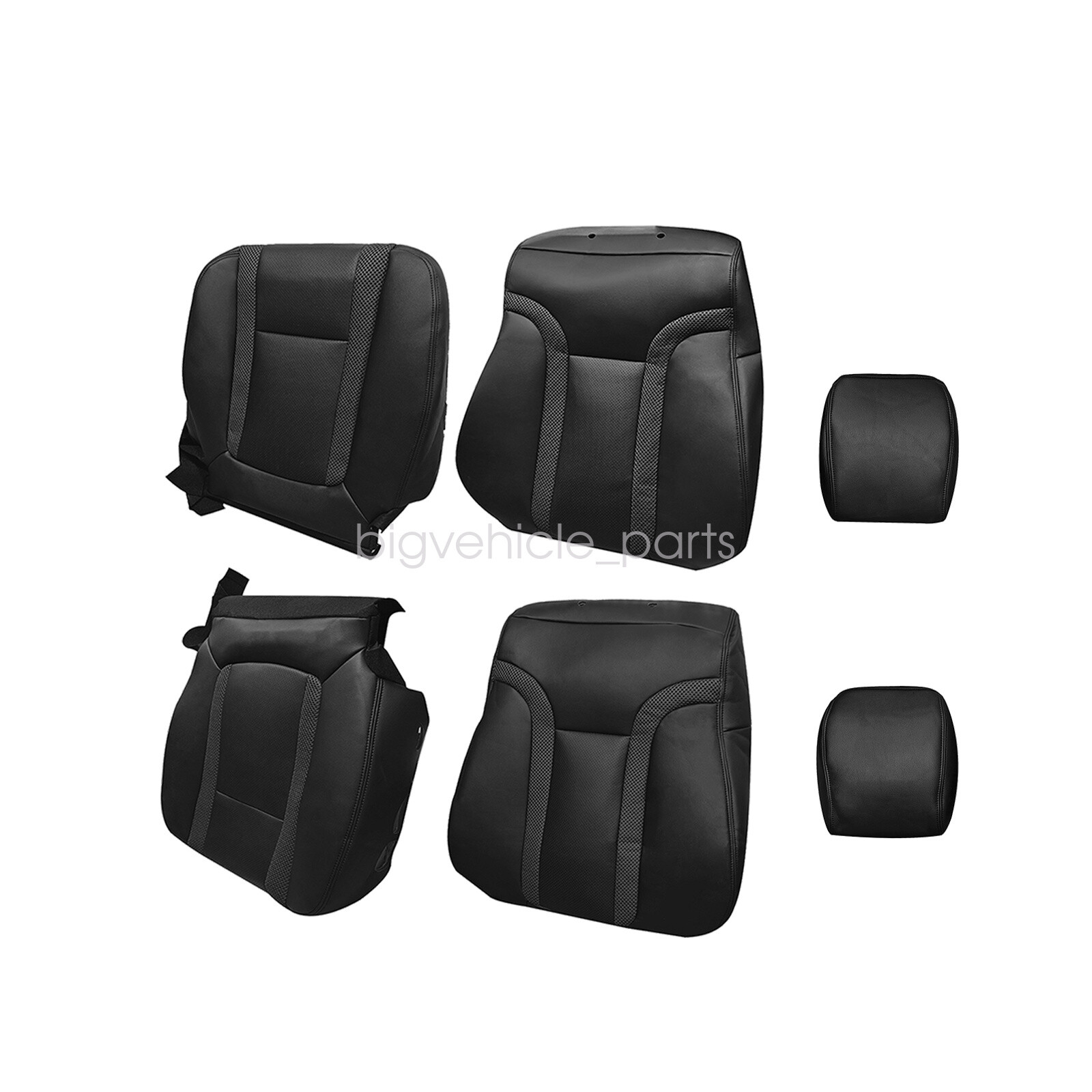 Both Leather Seat Cover & Headrest Cover Black For 10-14 Ford F-150 Raptor SVT