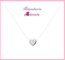 Collana In Nylon Con Cuore In ZIRCONIO Argento Massiccio 925/000 Gioielli Donna