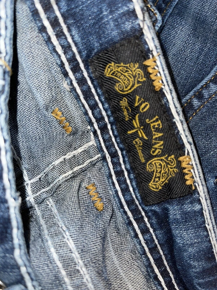 VO Jeans Virgin Only Sz 29 Metal Bling 1835 Grunge Moto 80s Punk Rock Band - Image 4 of 4
