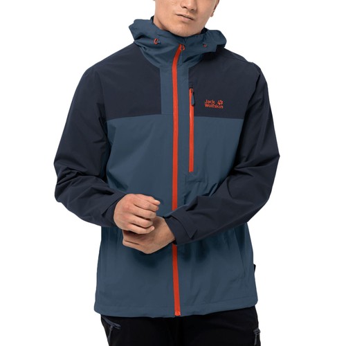 Jack Wolfskin Mens Go Hike Hardshell Waterproof Outdoor Hiking Jacket Coat Storm Grey S