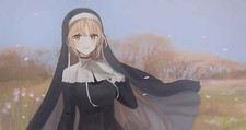 Landscape blonde anime girls yellow eyes nuns nijisanji Custom Gaming Mat Desk