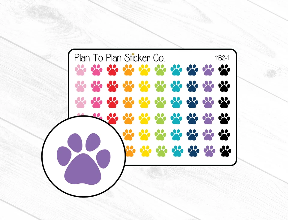 HOMEMADE 1182-1~~Dog Paw Print Planner Stickers.