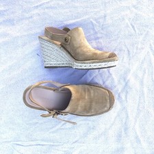 Veronica Beard Tan Wedge Suede Espadrilles Slingbacks Sz 5.5